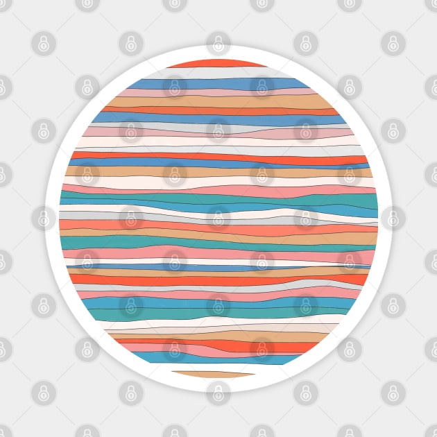 Retro Colorful Wavy Stripes Magnet by Nixart